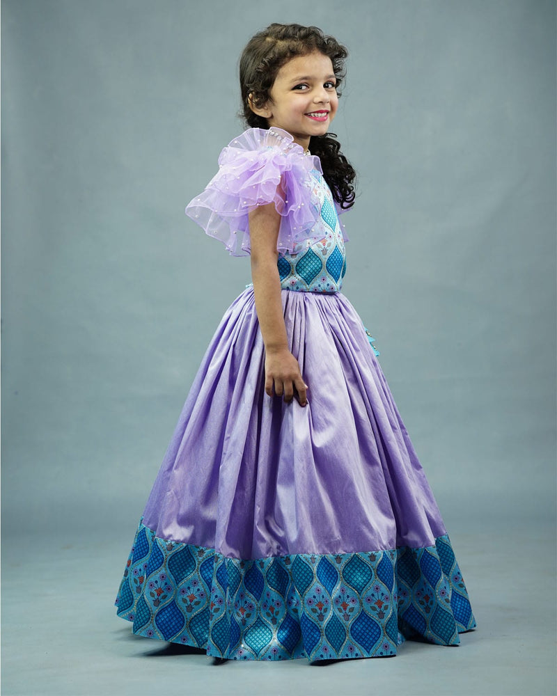Kids Blue Geometric Printed Top and Skirt Online | Premium Quality Kids Wear Online in India