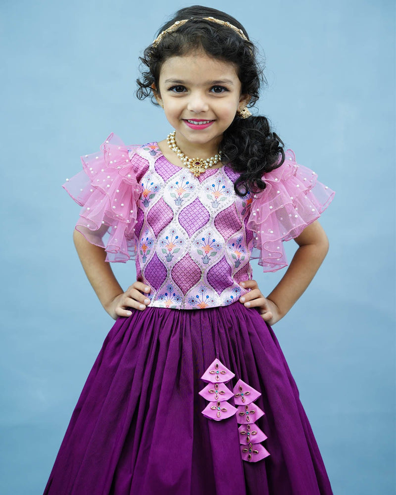 Kids Geometric Printed Top and Skirt Online | Kids Party Wear Dresses Online in India