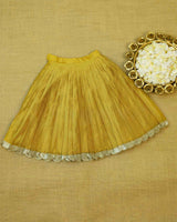 Golden Yellow Color Skirt With Embroidery Material Top.