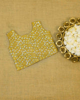 Golden Yellow Color Skirt With Embroidery Material Top.