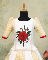 Hibiscus Hand Painted  Ethinic Top and Skirt