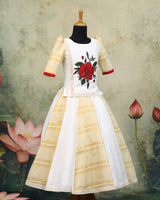 Hibiscus Hand Painted  Ethinic Top and Skirt
