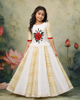 Hibiscus Hand Painted  Ethinic Top and Skirt