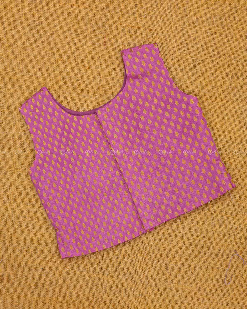 Pink Brocade Top With Off White Skirt