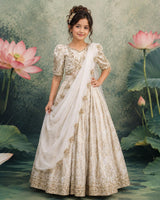 Heavy Ari Worked Top And Pleated Skirt With Dupatta