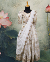 Heavy Ari Worked Top And Pleated Skirt With Dupatta