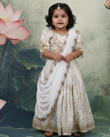 Heavy Ari Worked Top And Pleated Skirt With Dupatta