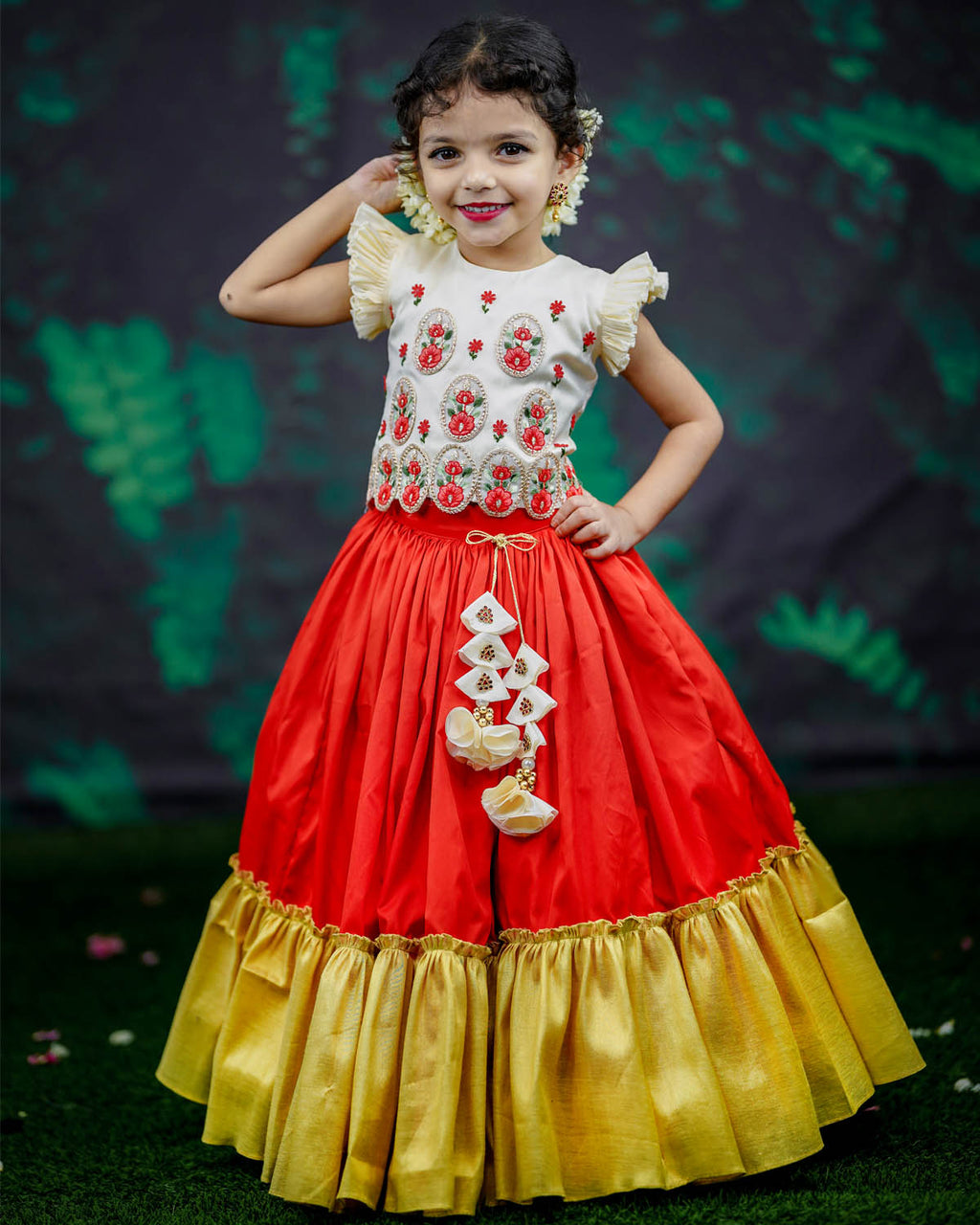 Designer Kids Blouse Yellow Lehenga - Indian Dresses