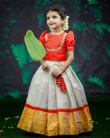 Kids Kerala Kasavu Skirt & Top Online | Traditional Kids Wear India