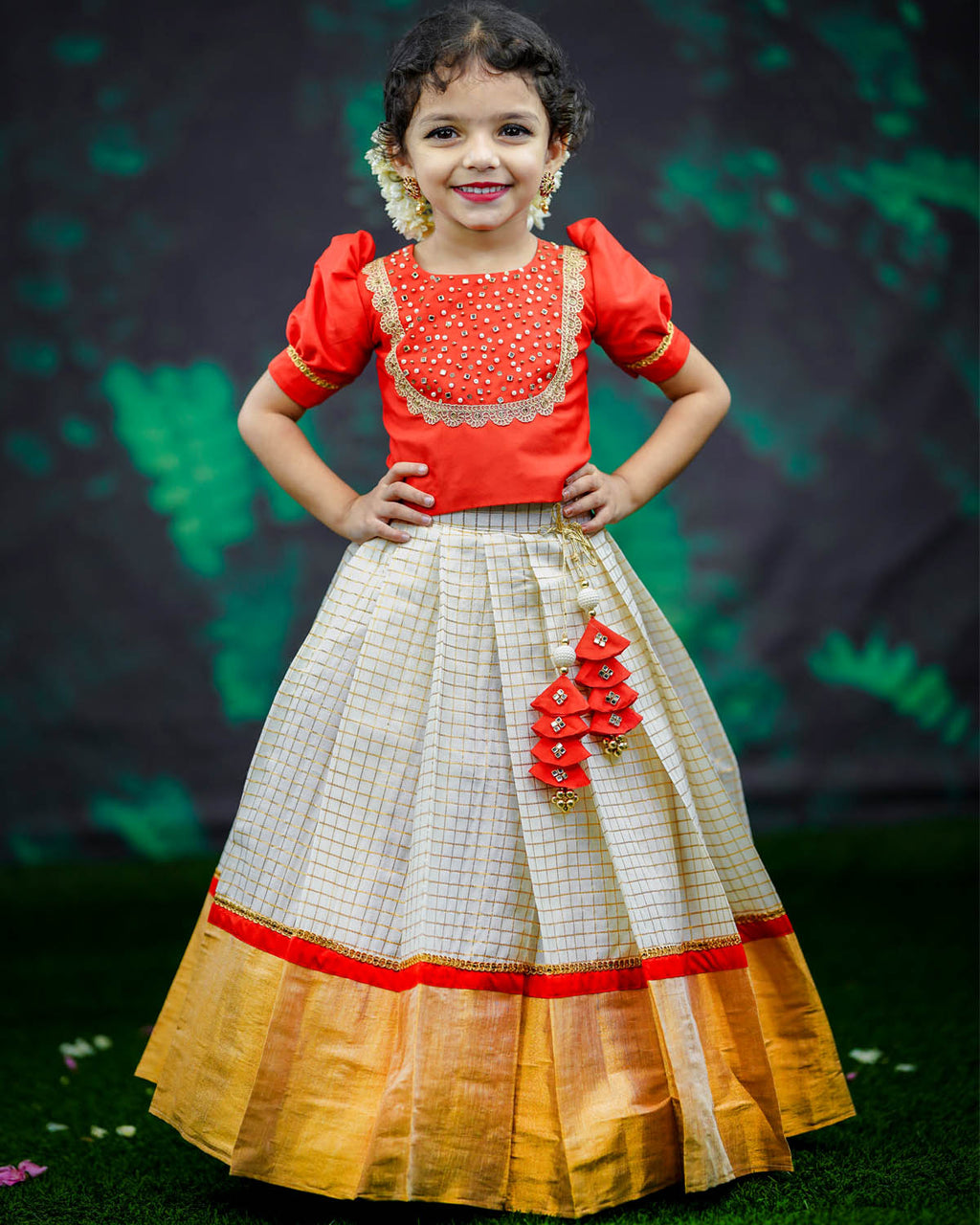 Kids & Girls Traditional kerala Pattu Pavadai & Lehanga choli set Kerala  Dress for Kids Girls