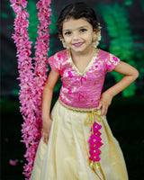 Buy Kids Tissue Pattu Pavada Online | Kids Ethnic Wear Online in India
