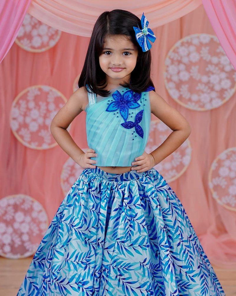 Blue Skirt and One Shoulder Top for Kids Online Buy Kids