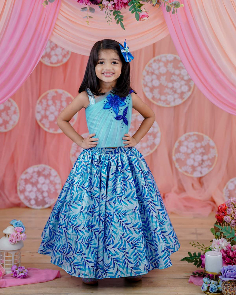Blue Skirt and One Shoulder Top for Kids Online Buy Kids