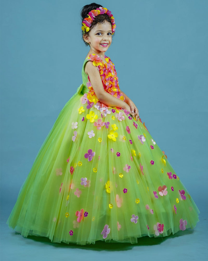 Kids Green Frock Online | Luxury Designer Kids Wear Online in India