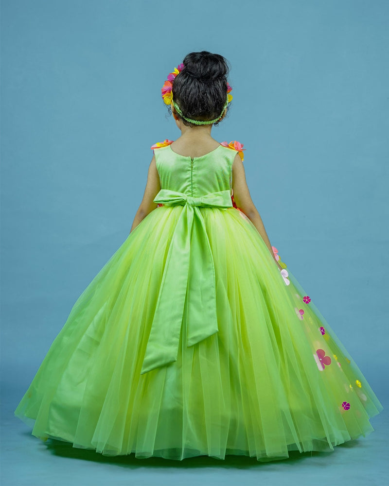 Kids Green Frock Online | Luxury Designer Kids Wear Online in India