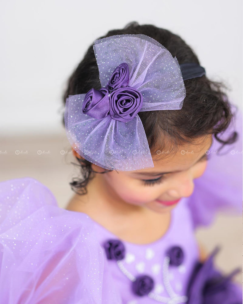 Lavender Ball Gown with 3D Satin Flowers & Silver Embellishments