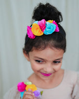 Wheat Ball Gown with Multi Colour Flowers