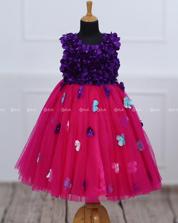 Pink and Purple Flower Petals frock