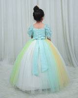 Yellow and Aqua Blue Flower Frock