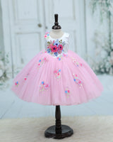 Net Sleeveless Floral Appliqué Garden Butterfly & Floral Full-Length Gown - Cherry Blossom