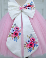Net Sleeveless Floral Appliqué Garden Butterfly & Floral Full-Length Gown - Cherry Blossom