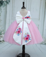 Net Sleeveless Floral Appliqué Garden Butterfly & Floral Full-Length Gown - Cherry Blossom