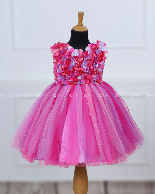 Lavender and  Pink Strips Petal Frock