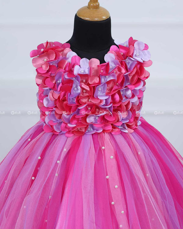 Lavender and  Pink Strips Petal Frock