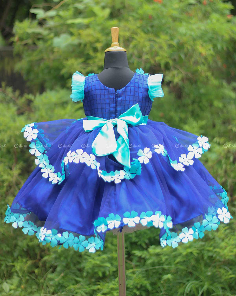 Royal Blue and Aqua Blue twirled petal Frock