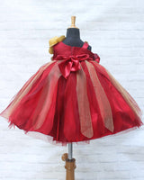 Gold & Red Shaded Tutu Flower Frock