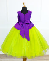 Peplum  Violet and Lime Green Flower Frock