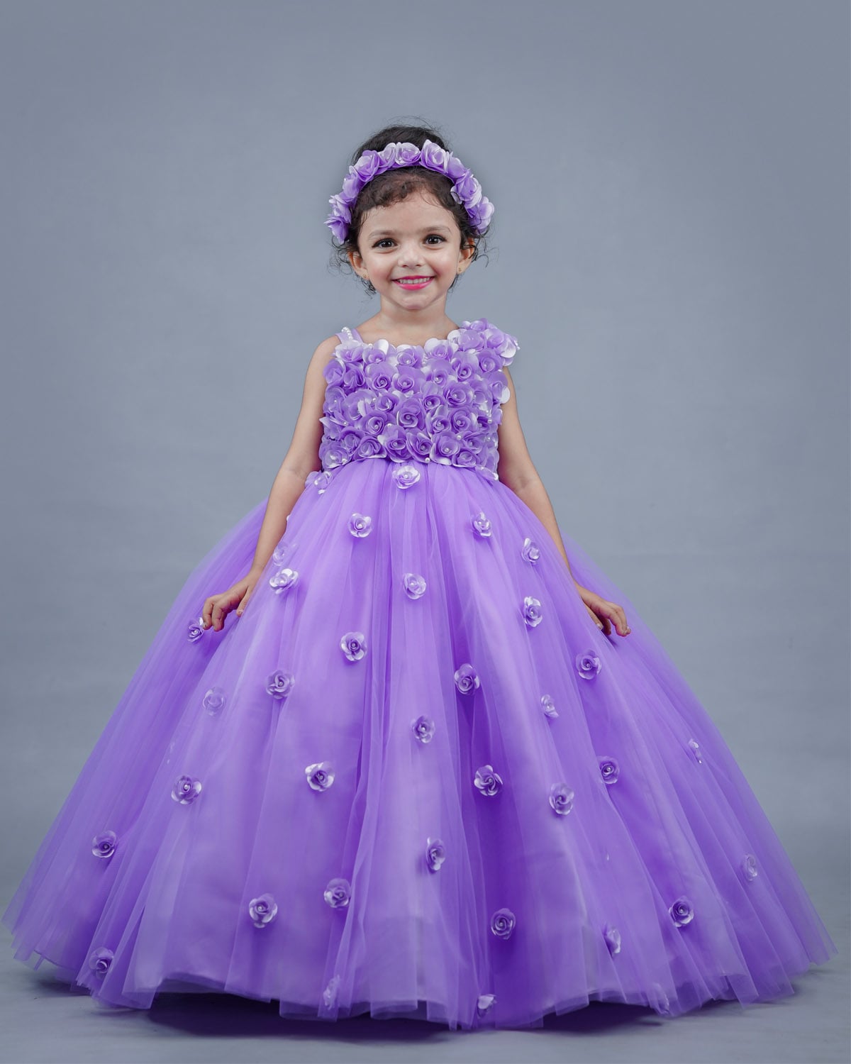 Kids Lavender Flower Frock Online | Kids Party Wear Online in India ...