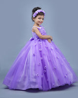 Kids Lavender Flower Frock Online | Kids Party Wear Online in India