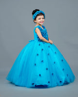 Kids Blue Flower Frock Online | Baby Girl Birthday Party Frocks Online