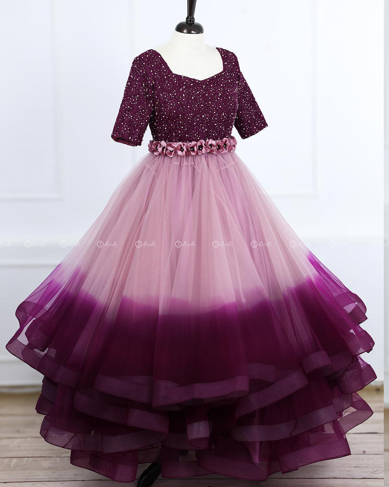 Plum Purple and Onion pink Color Gradient Gown. – www.liandli.in Plum Purple and Onion pink Color Gradient Gown. – www.liandli.in