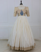 Elegant ethnic Gown adorned with Exquisite Peacock Handwork