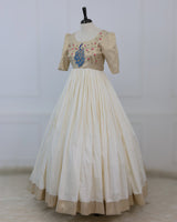 Elegant ethnic Gown adorned with Exquisite Peacock Handwork
