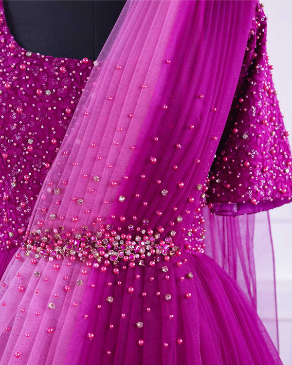 Purple and Pink Gradient Gown Online | Princess Gown for Girl Online
