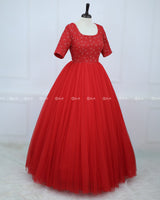 Handcrafted Red Couture  Gown