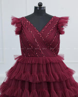 Multi Layered Maroon Gown