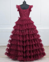 Multi Layered Maroon Gown