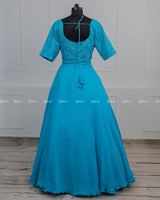 Sea Blue Colour Georgette Graped Gown.