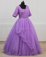 Lavender Gown with Draped Duppatta