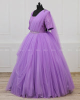 Lavender Gown with Draped Duppatta