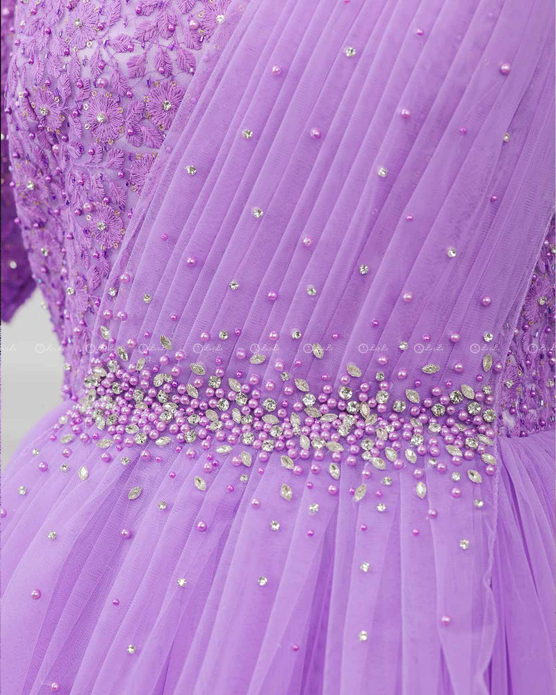 Lavender Gown with Draped Duppatta