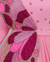 Monarch Butterfly Theme Gown in Flamingo Pink Color with Detachable Wings and Belt