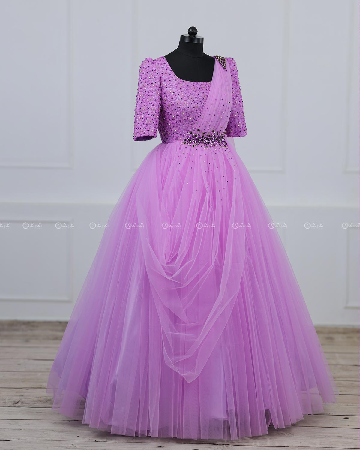 Purple and Pink Gradient Gown Online Princess Gown for Girl