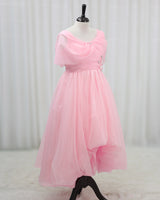 Organza Cape sleeve High & Low floral full length gown - Pink(New)