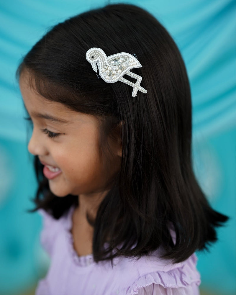 White flamingo - Handcrafted hair clip