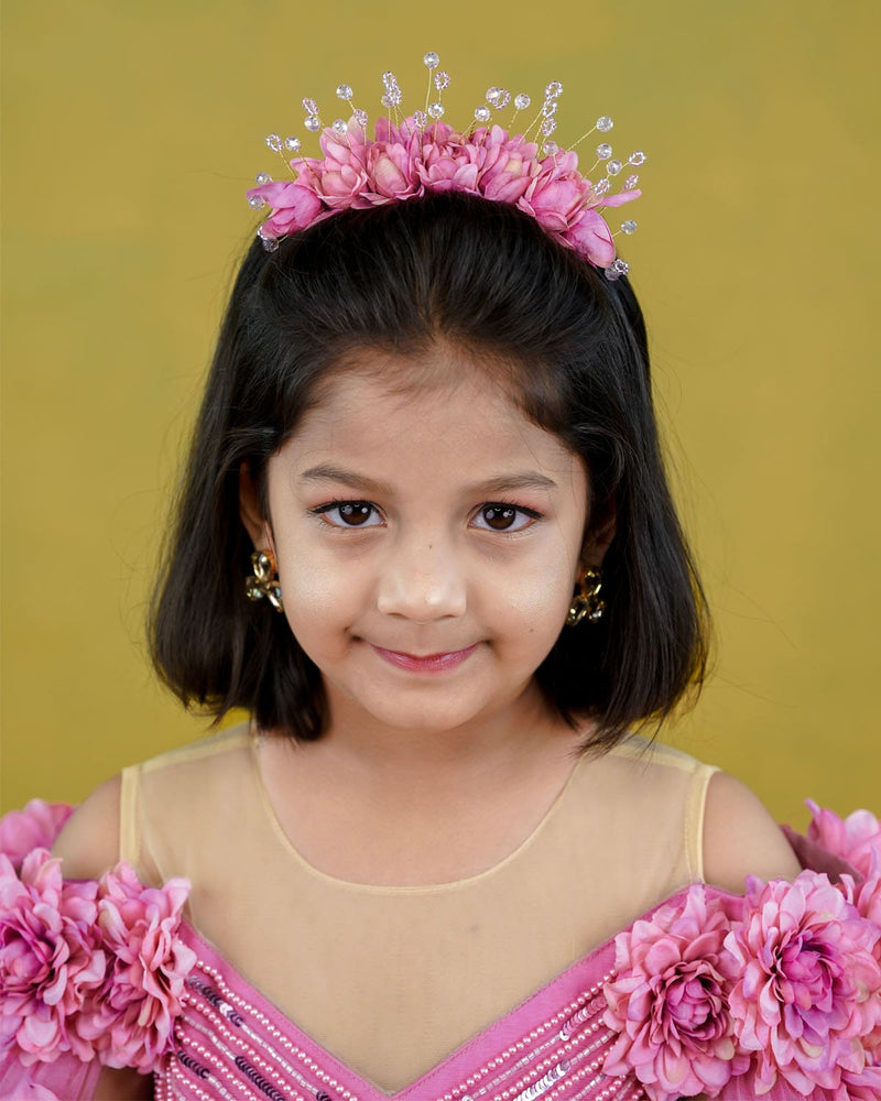 Wild Rose Pink Shade Handcrafted Hair Band Online Girls Hair